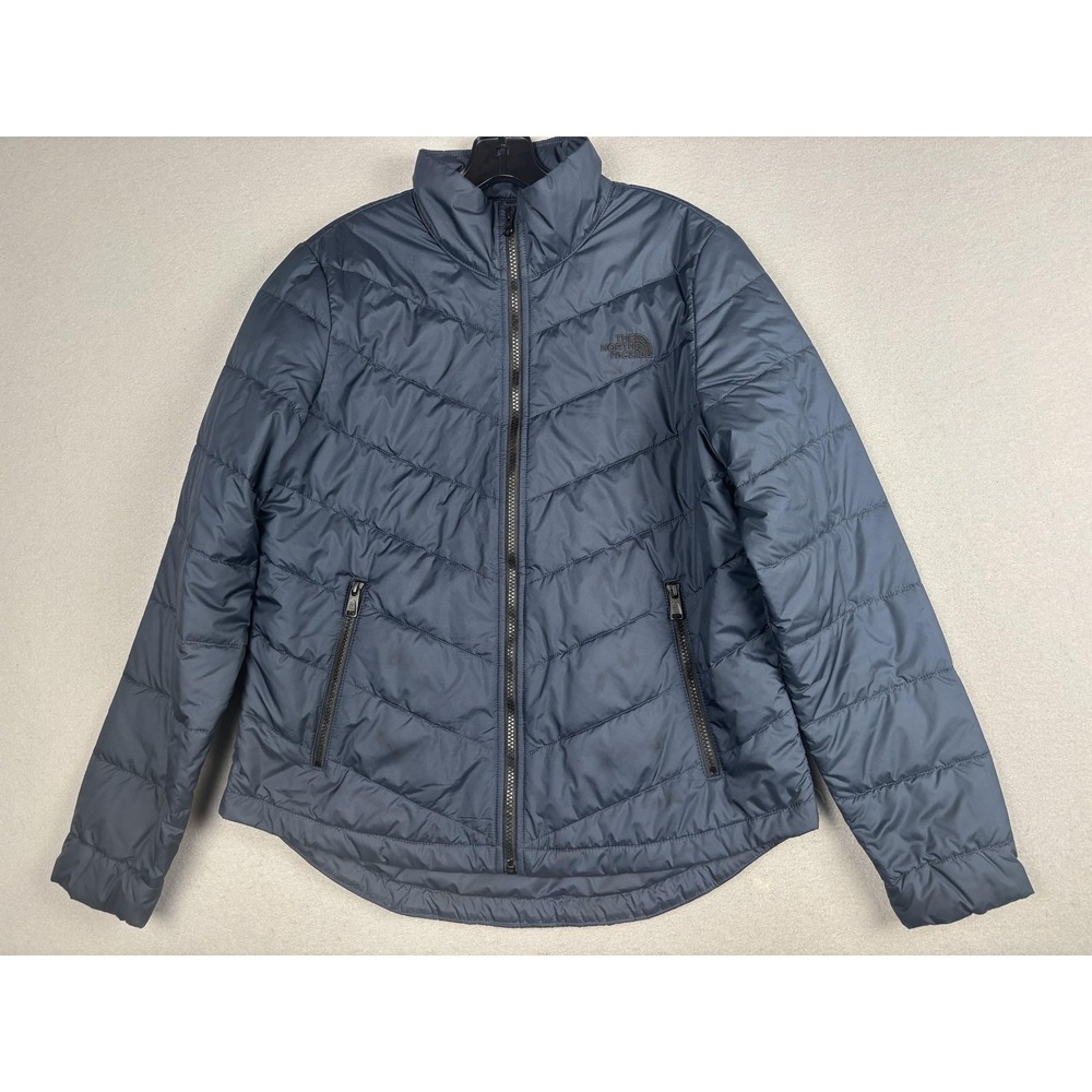 The North Face Jacket Womens Medium Blue Insulated Quilted Puffer Full Zip Warm